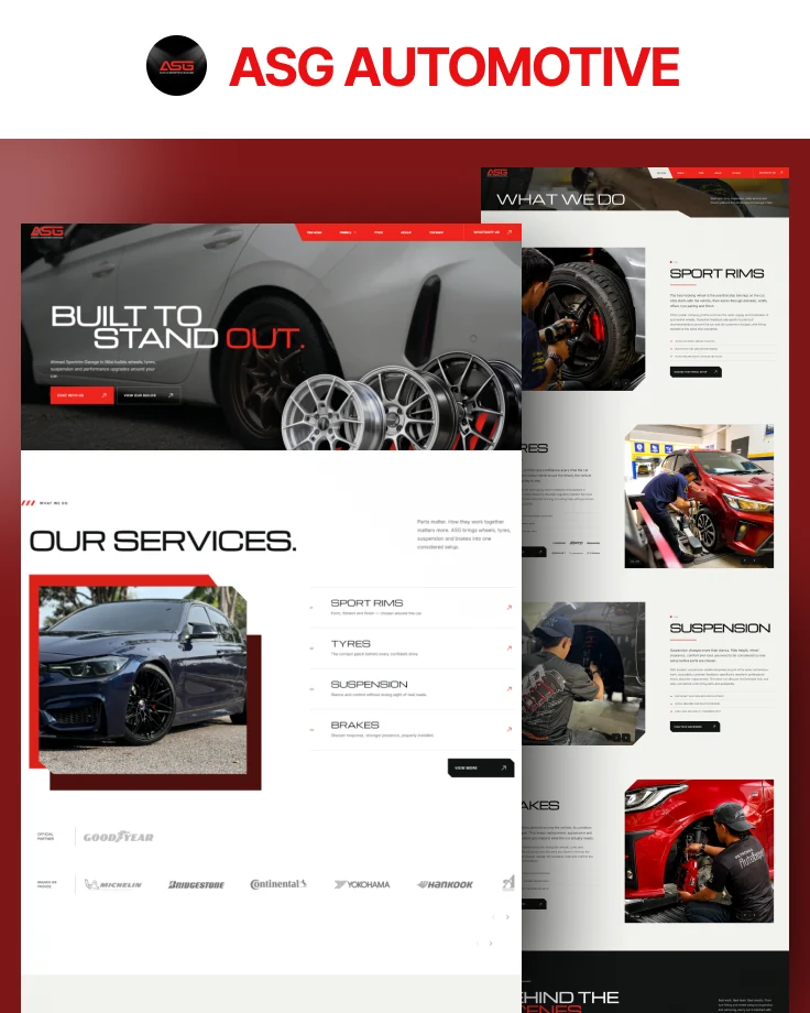 ASG Automotive published workshop and performance services website portfolio presentation