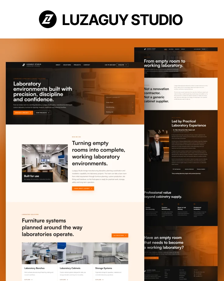 Luzaguy Studio published laboratory solutions website portfolio presentation